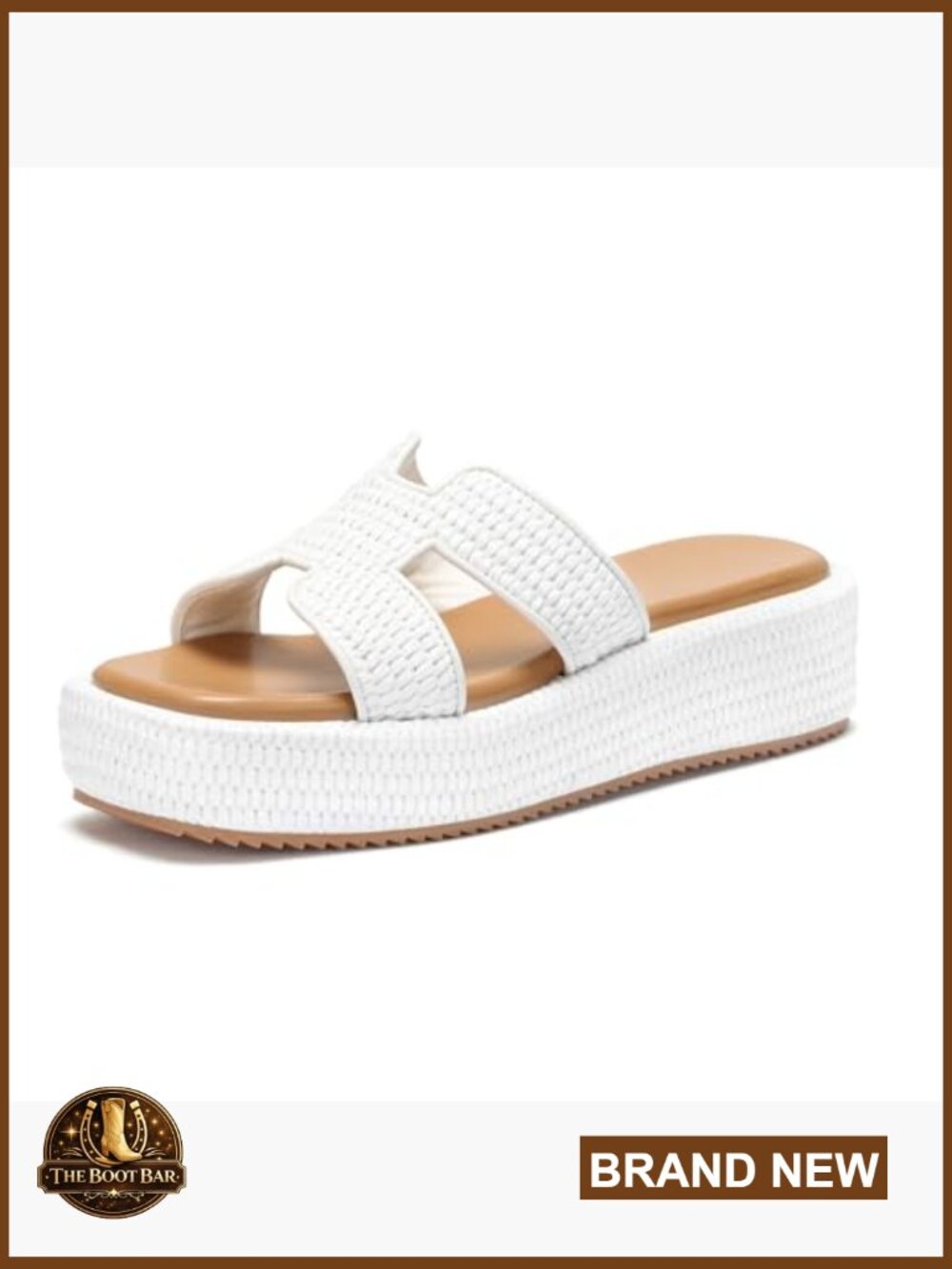 Women's Raffia Woven Platform Sandals Memory Foam Slip-On Summer - Picture 6 of 7
